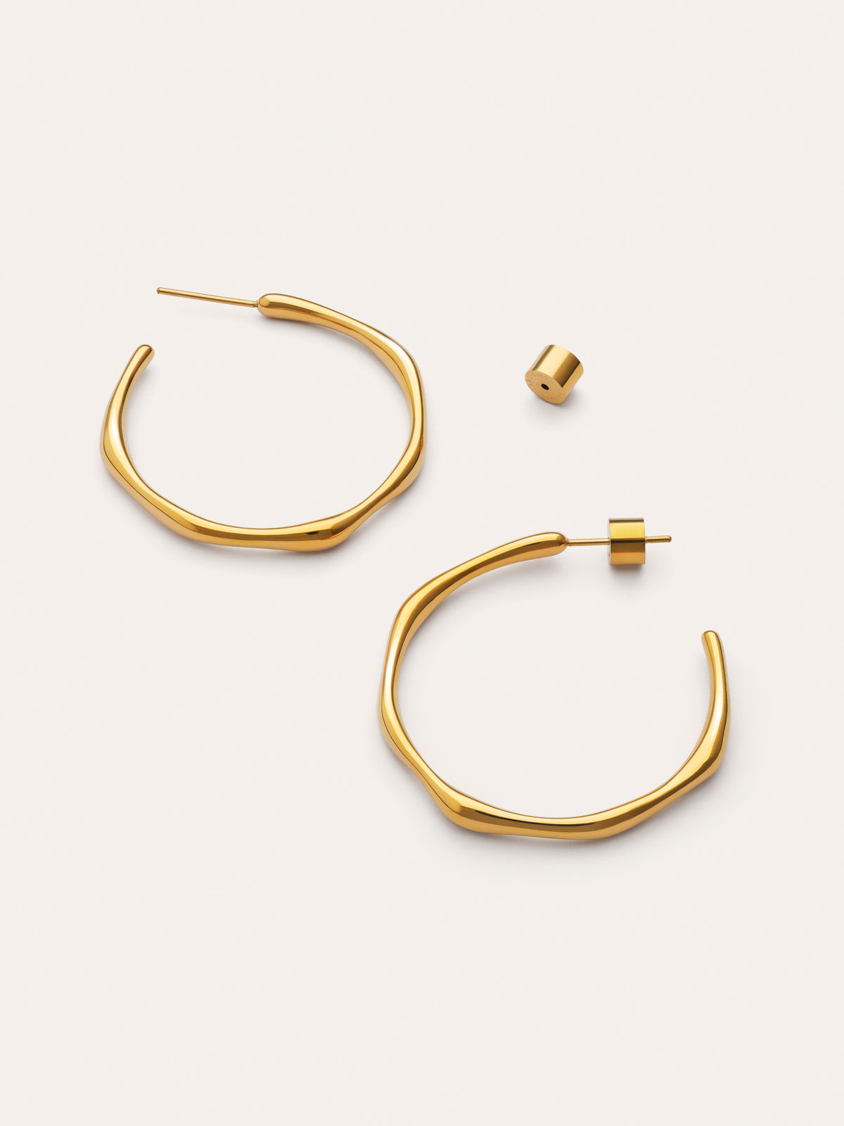 Imagen detalle de Bamboo Steel Gold-Plated Hoop Earrings