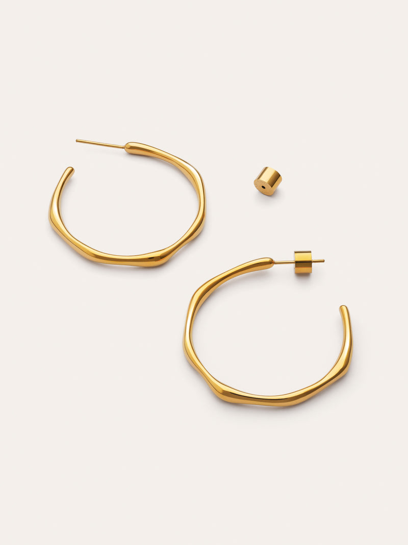 Bamboo Steel Gold-Plated Hoop Earrings