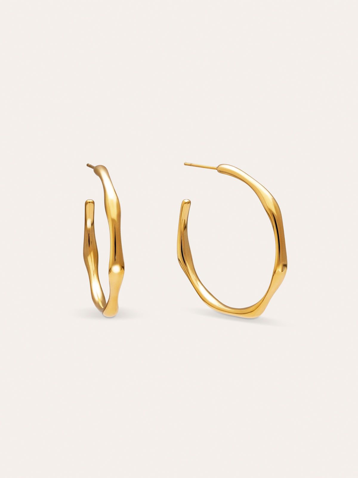 Bamboo Steel Gold-Plated Hoop Earrings