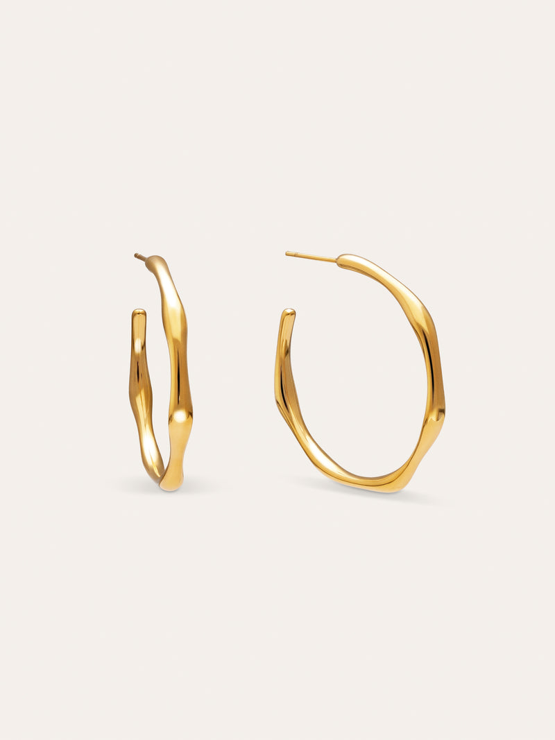Bamboo Steel Gold-Plated Hoop Earrings