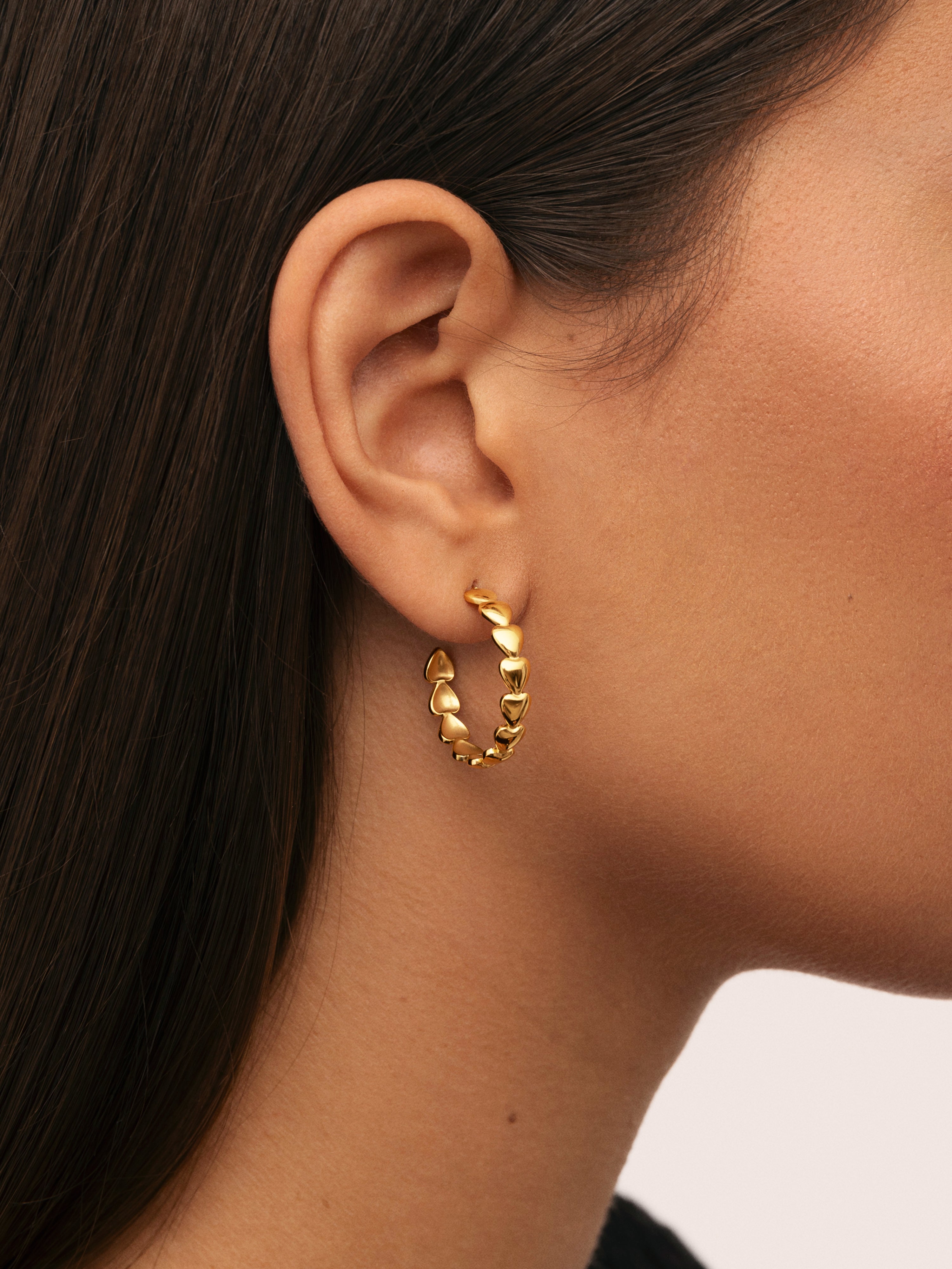 Little Hearts Stainless Steel Gold Earrings 