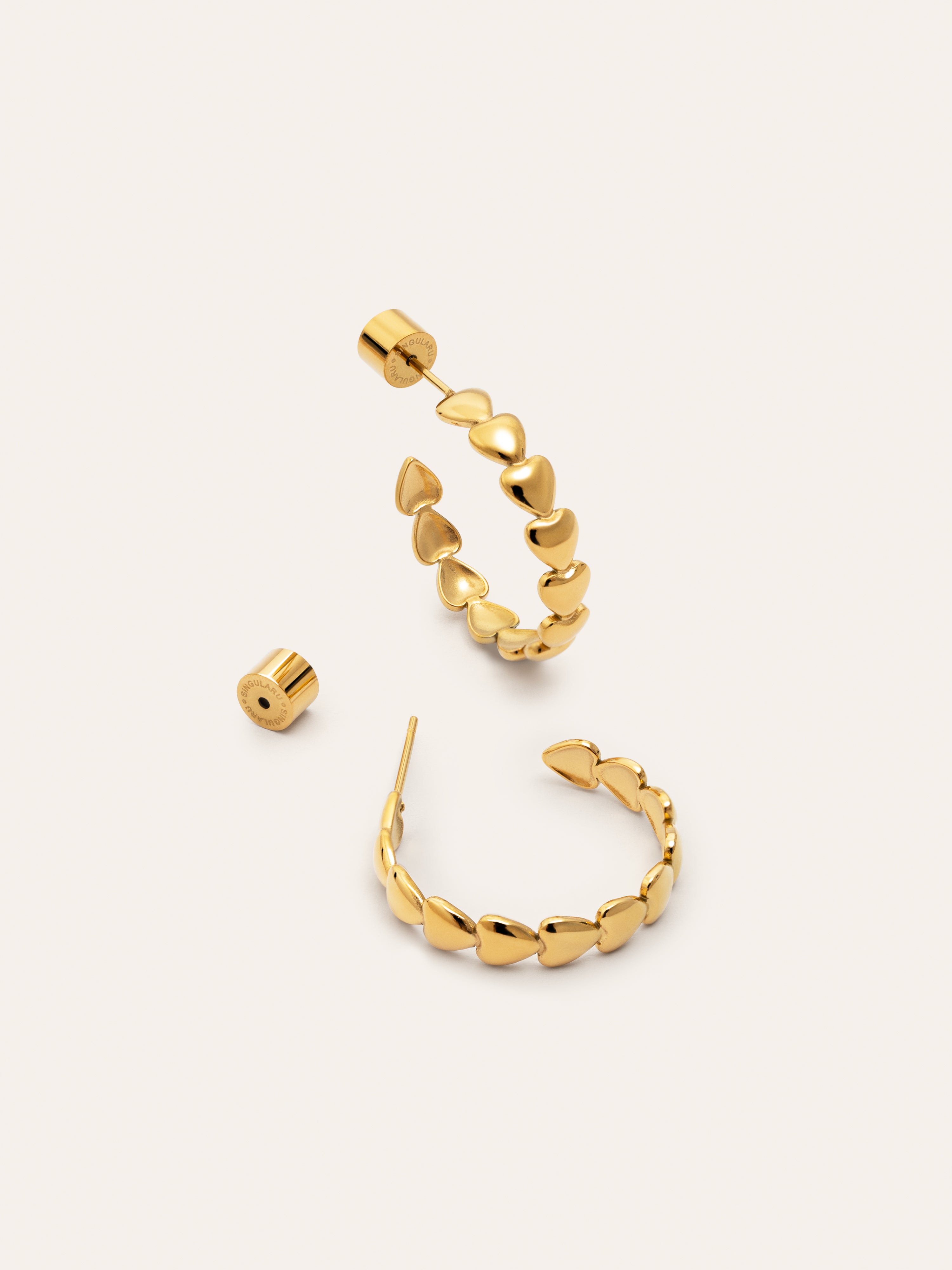 Little Hearts Stainless Steel Gold Earrings 
