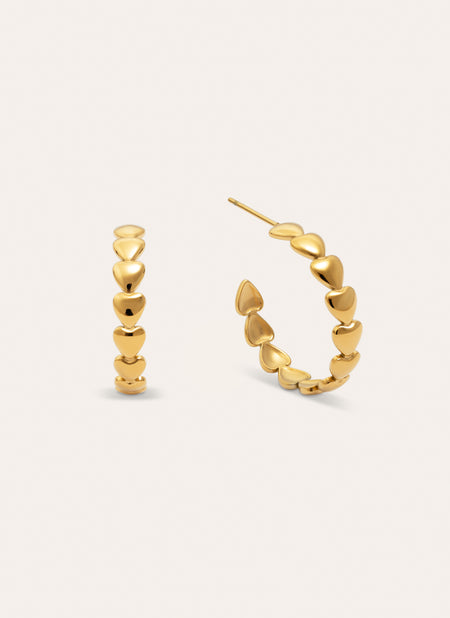 Little Hearts Stainless Steel Gold Earrings 