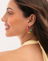 Pendientes Aro Color Stones Acero Baño Oro