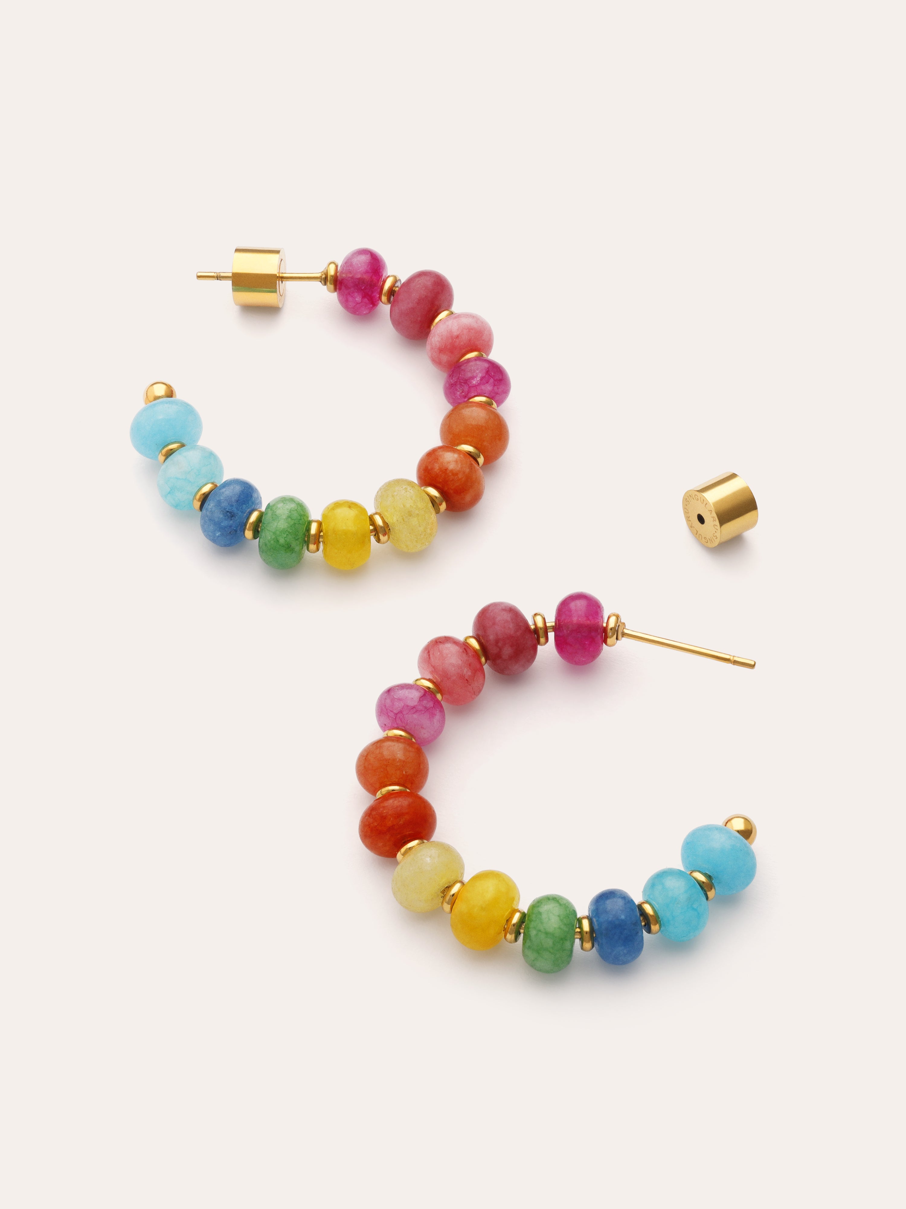 Pendientes Aro Color Stones Acero Baño Oro
