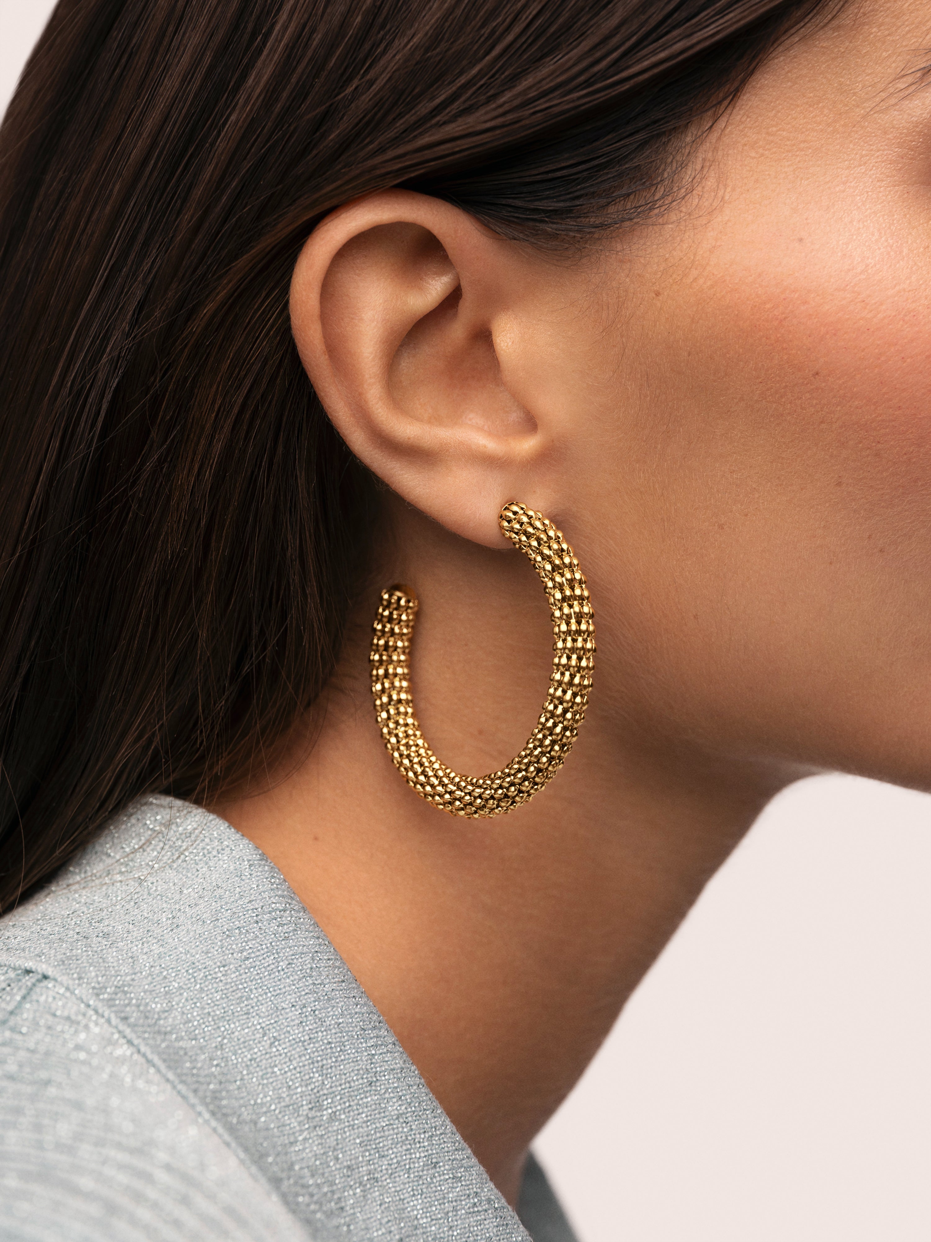 Pendientes Aro Disco Acero Baño Oro