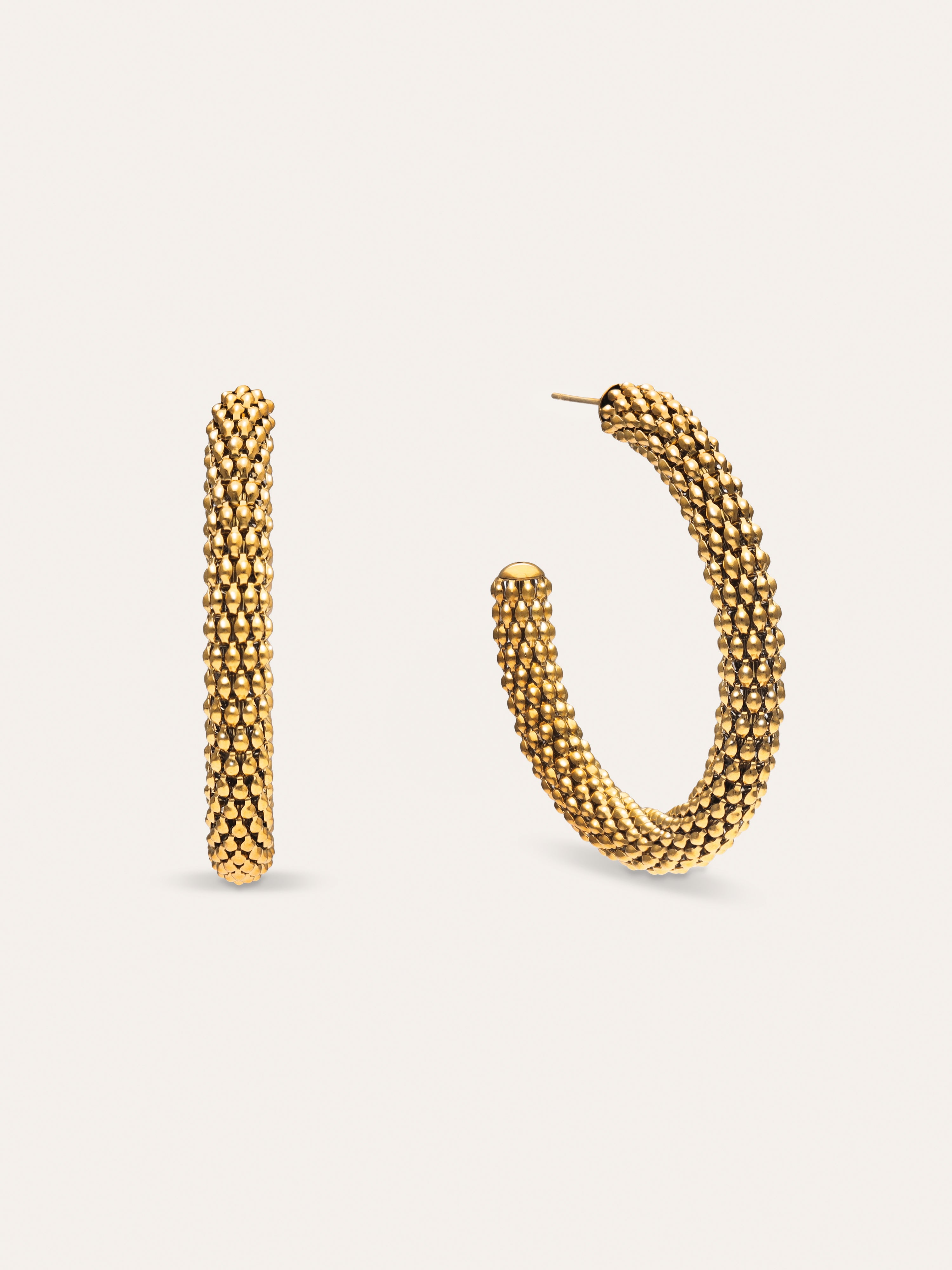 Pendientes Aro Disco Acero Baño Oro