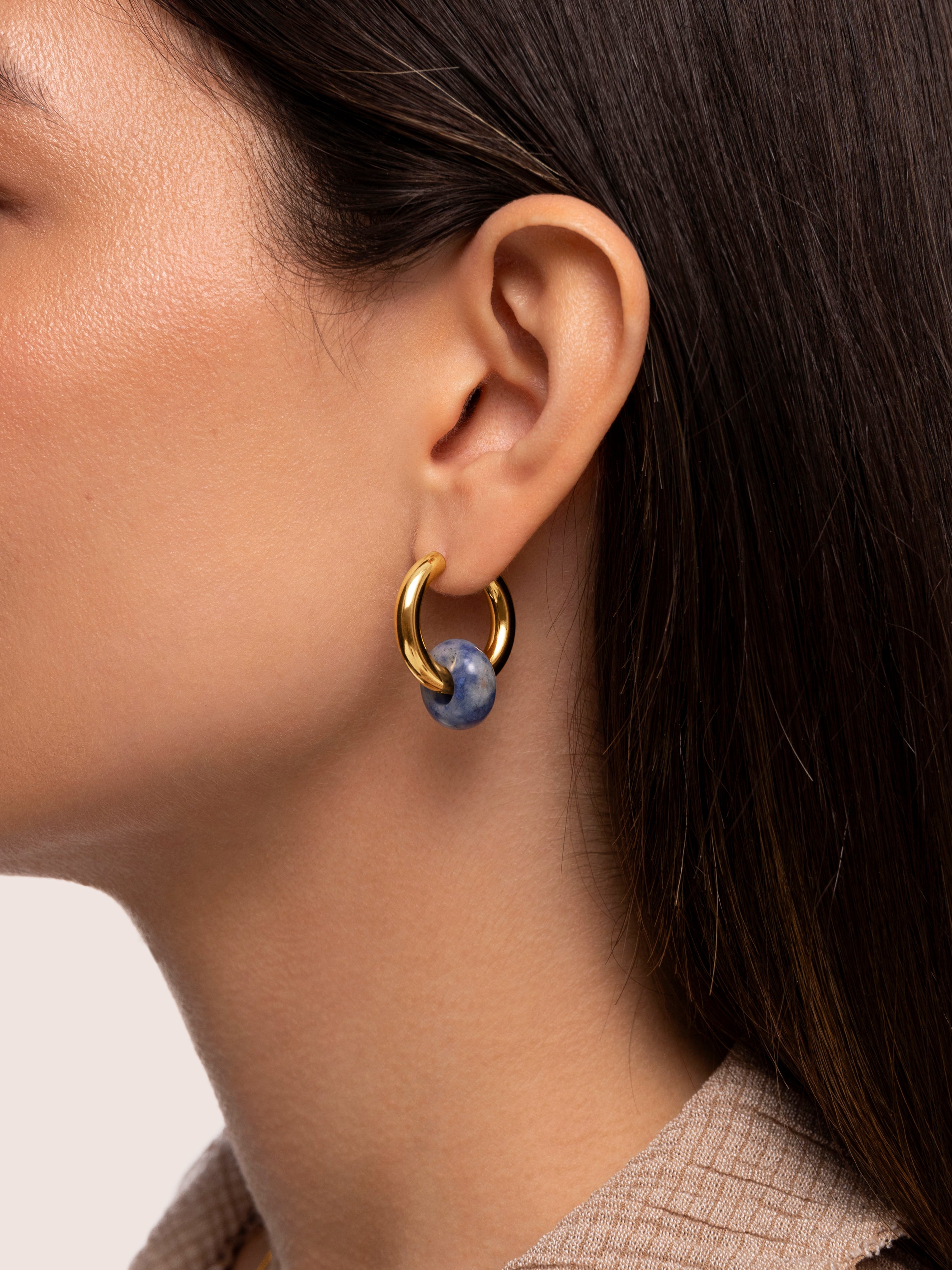 Carmen True Marine Gold Hoop Earrings