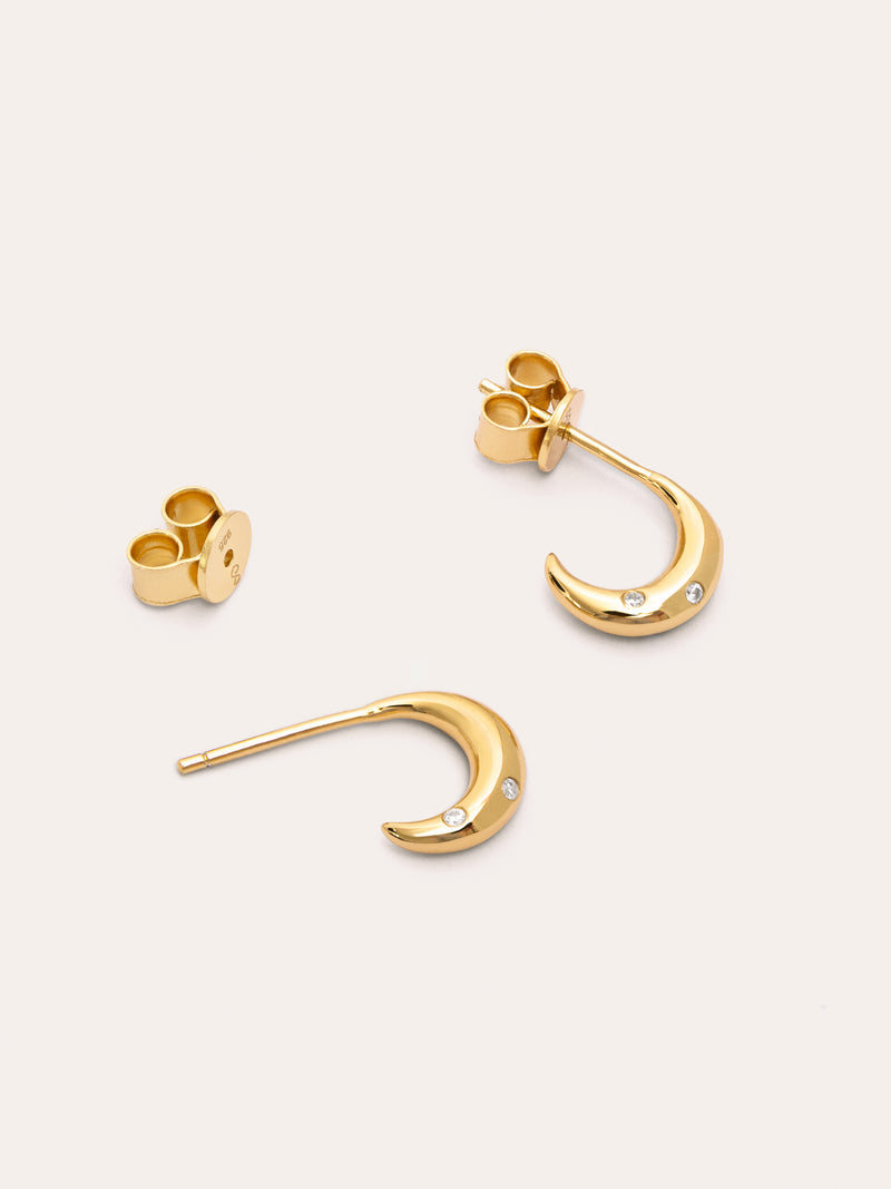 Pendientes Aro Mini Luna Plata Baño Oro