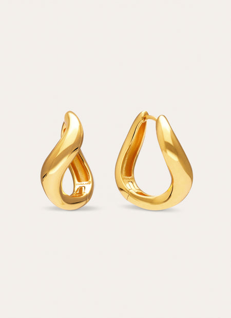 Pendientes Aro Onda Baño Oro