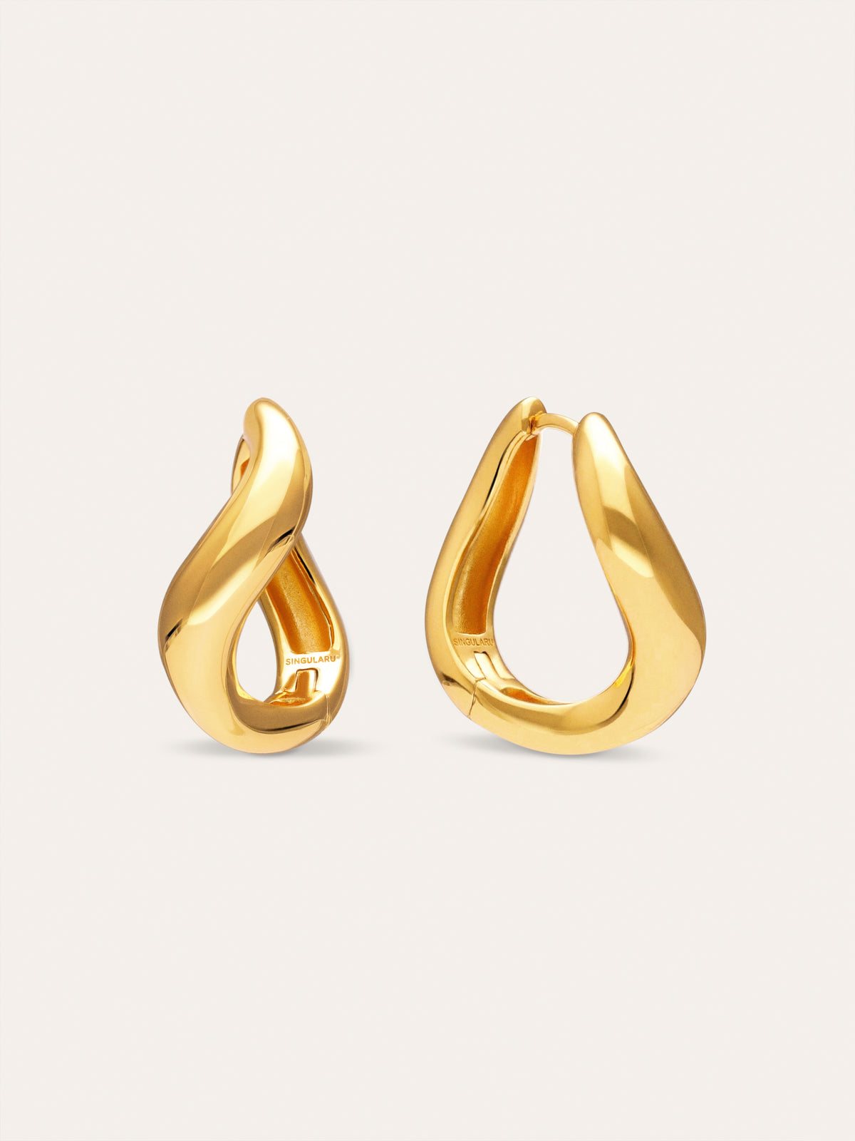 Pendientes Aro Onda Baño Oro