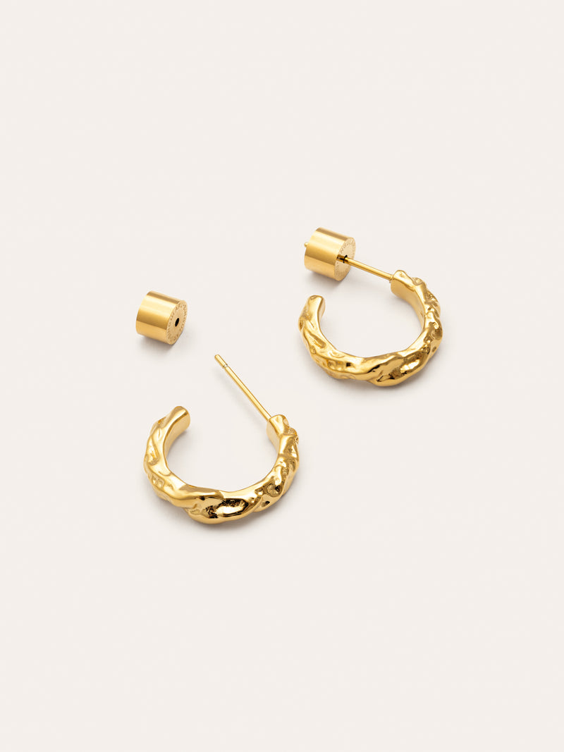 Pendientes Aro Organic River Acero Baño Oro