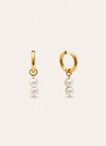 Little Pearl Stainless Steel Hoop Earrings