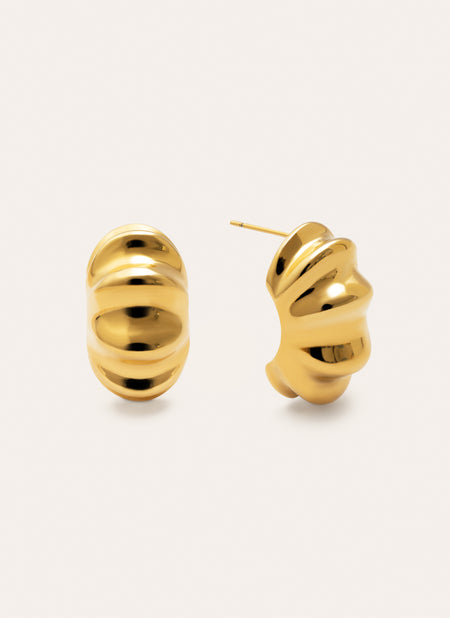 Puff Stainless Steel Gold Hoop Earrings