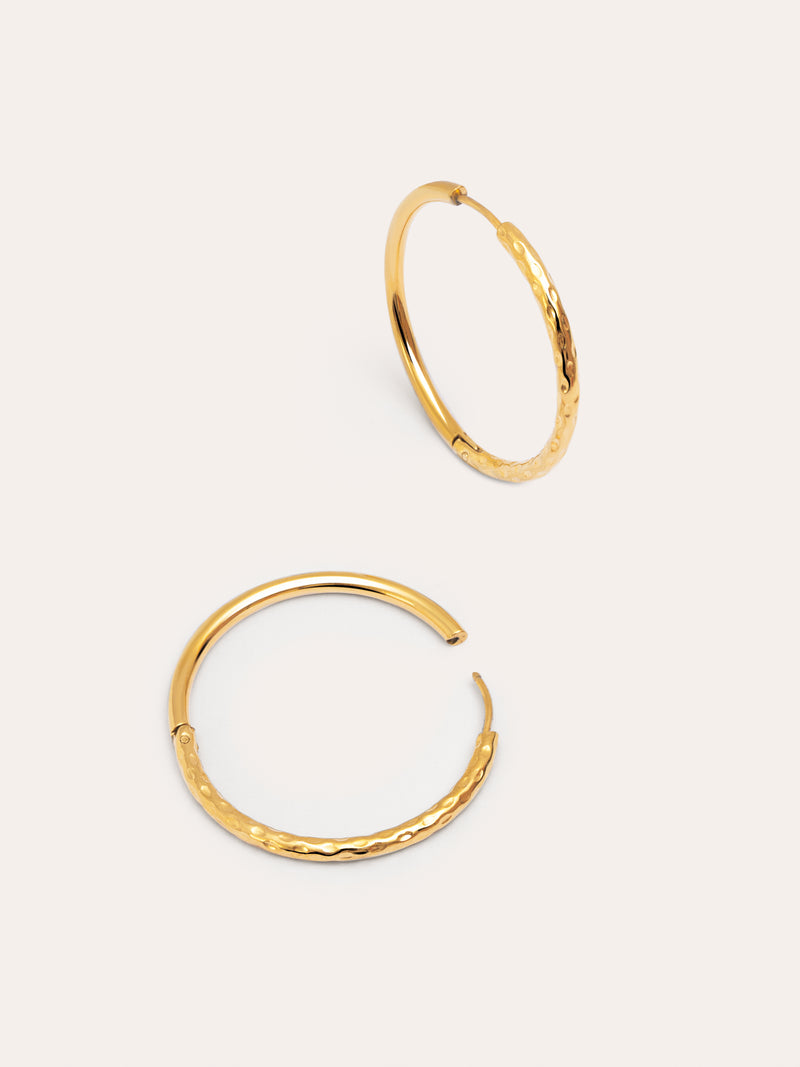 River L Hoop Stainless Steel Gold Earrings 