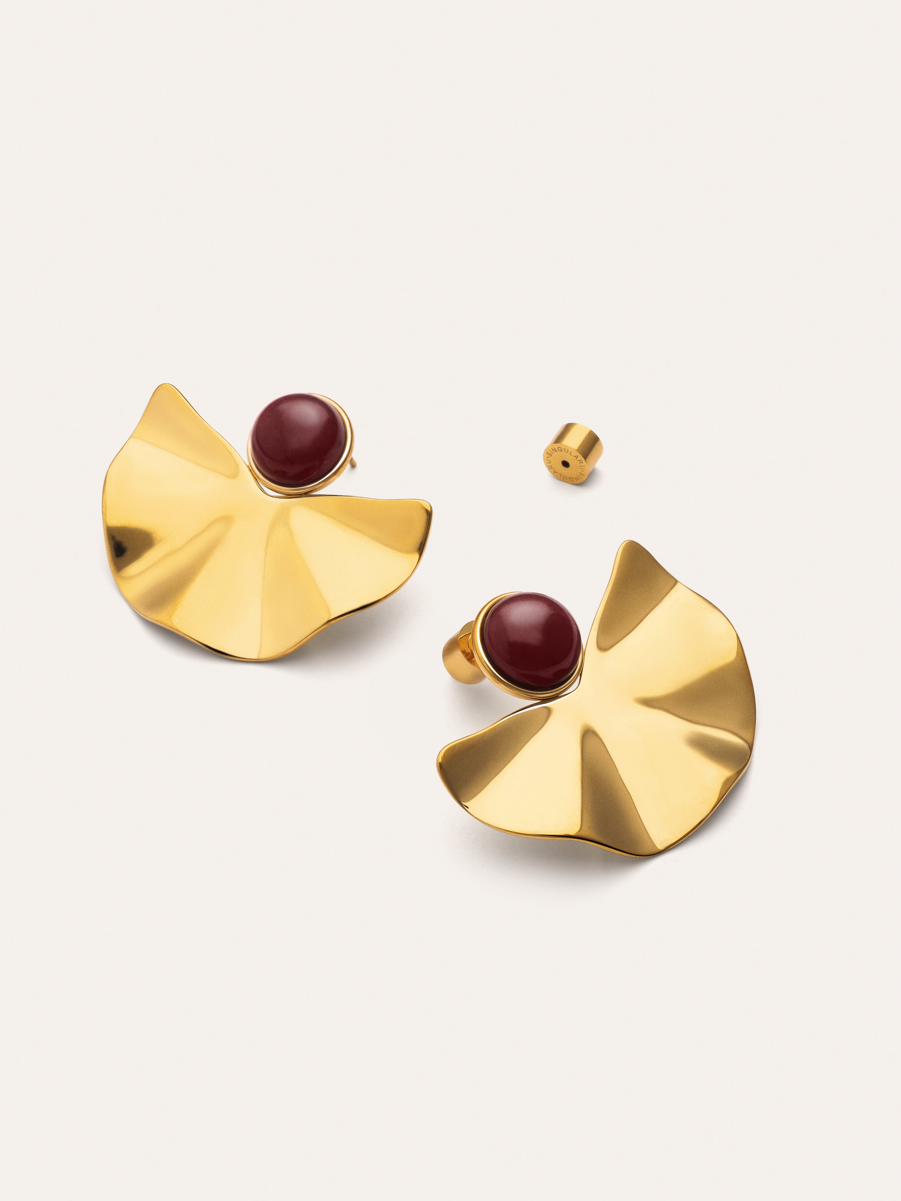 Pendientes Amara Stone Acero Baño Oro