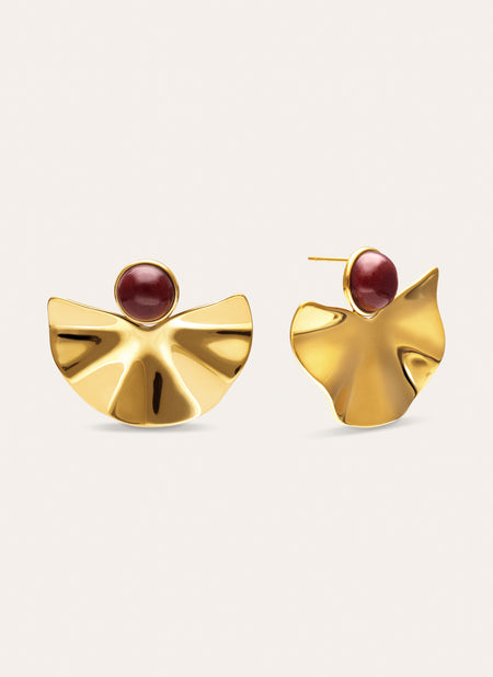 Amara Stone Stainless Steel Gold Earrings