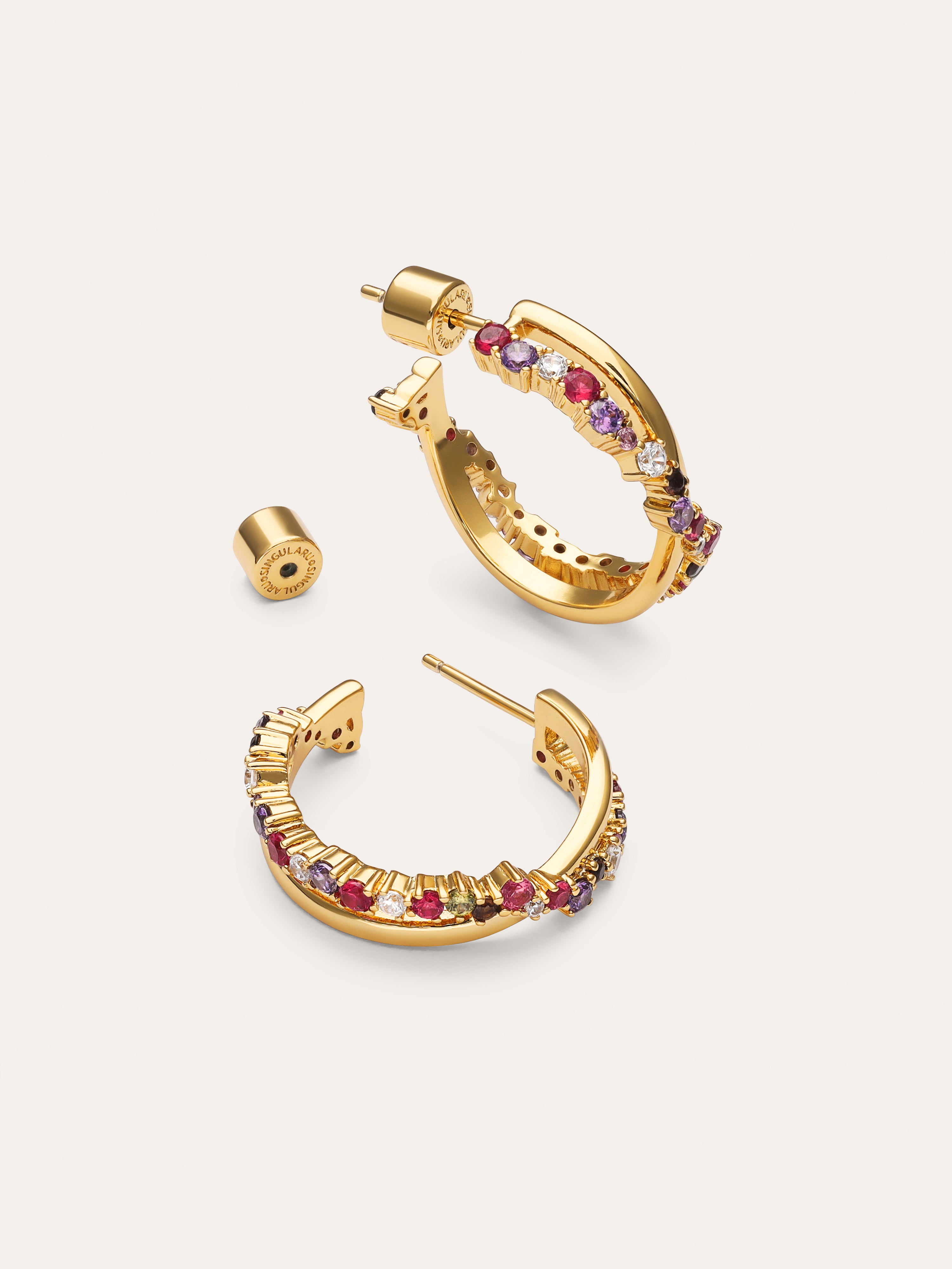 Estelar Cross Gold Hoop Earrings 