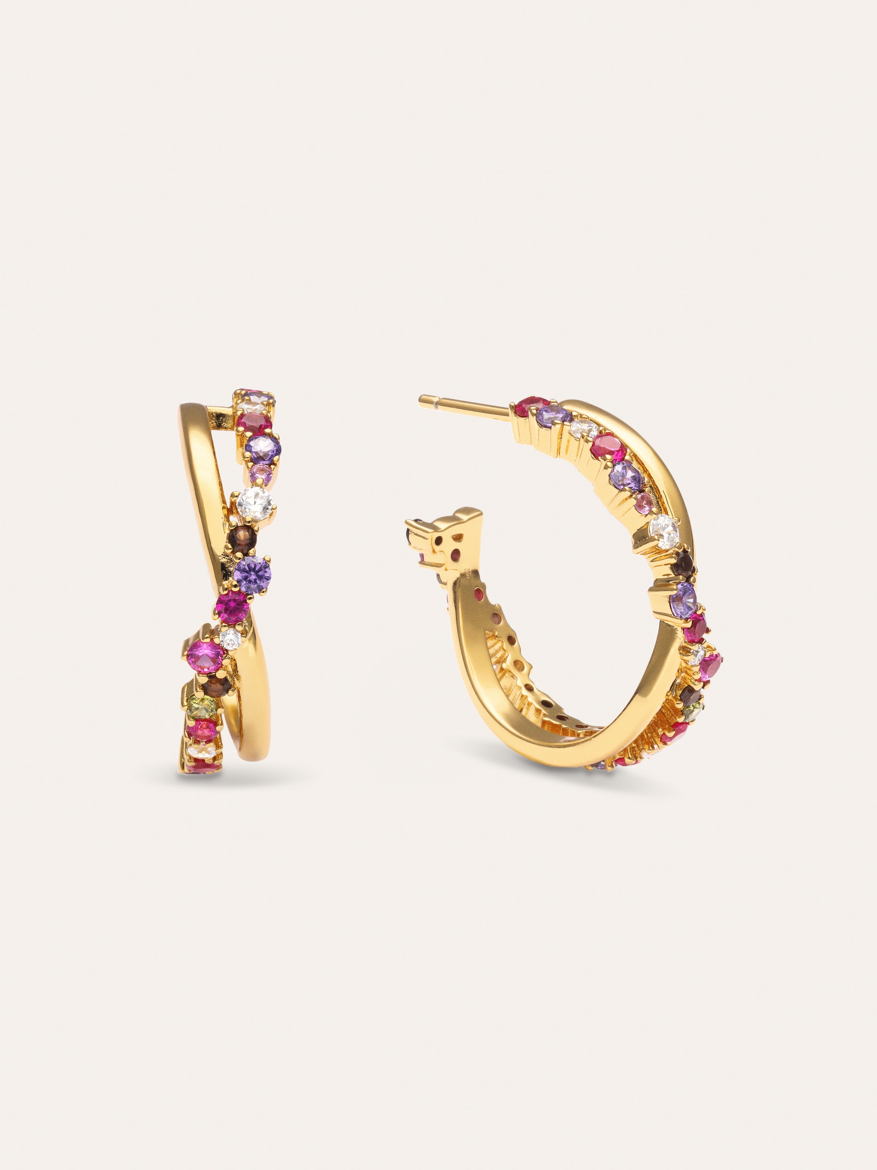 Estelar Cross Gold Hoop Earrings 