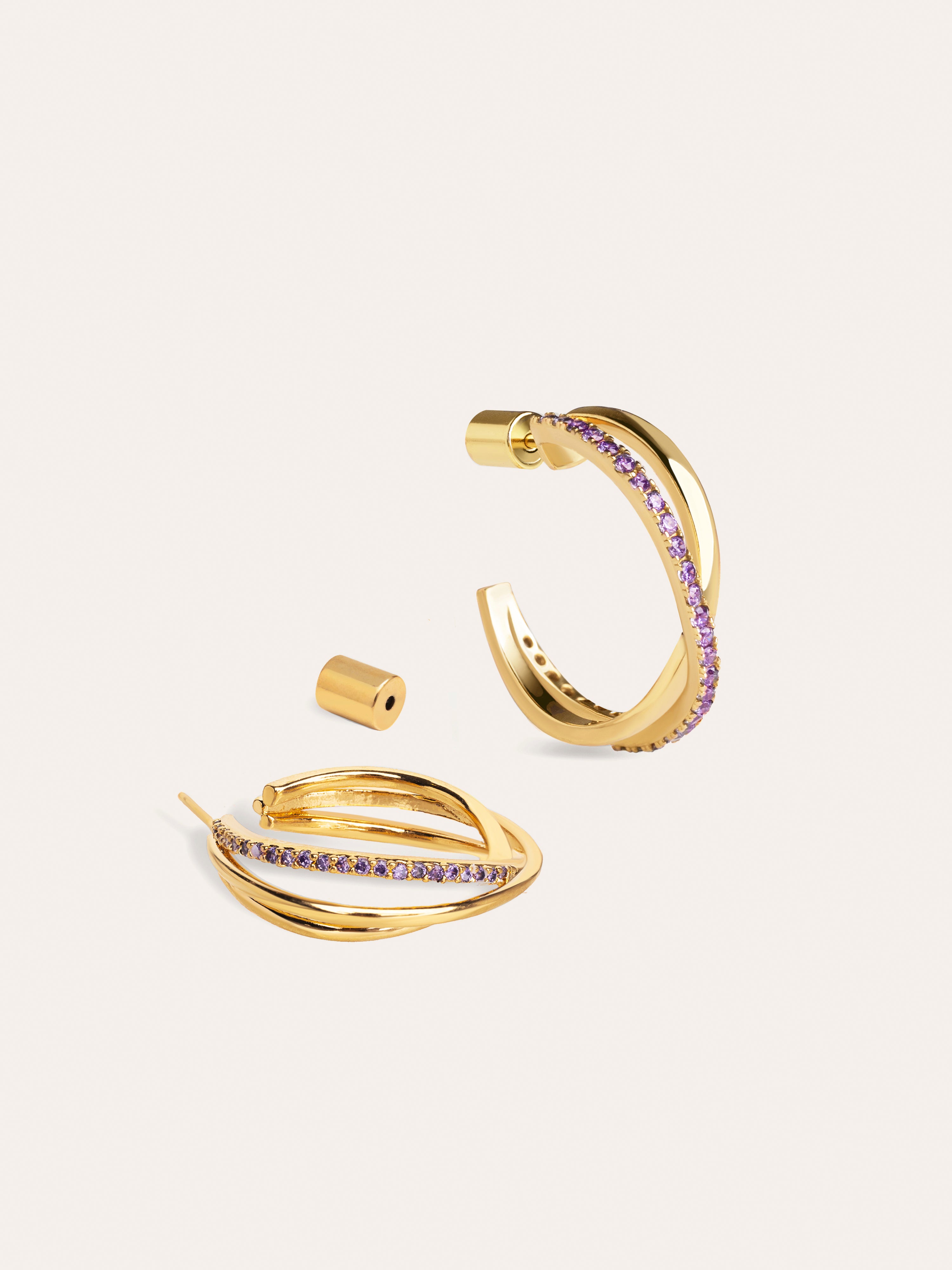  Lavender X Gold Hoop Earrings