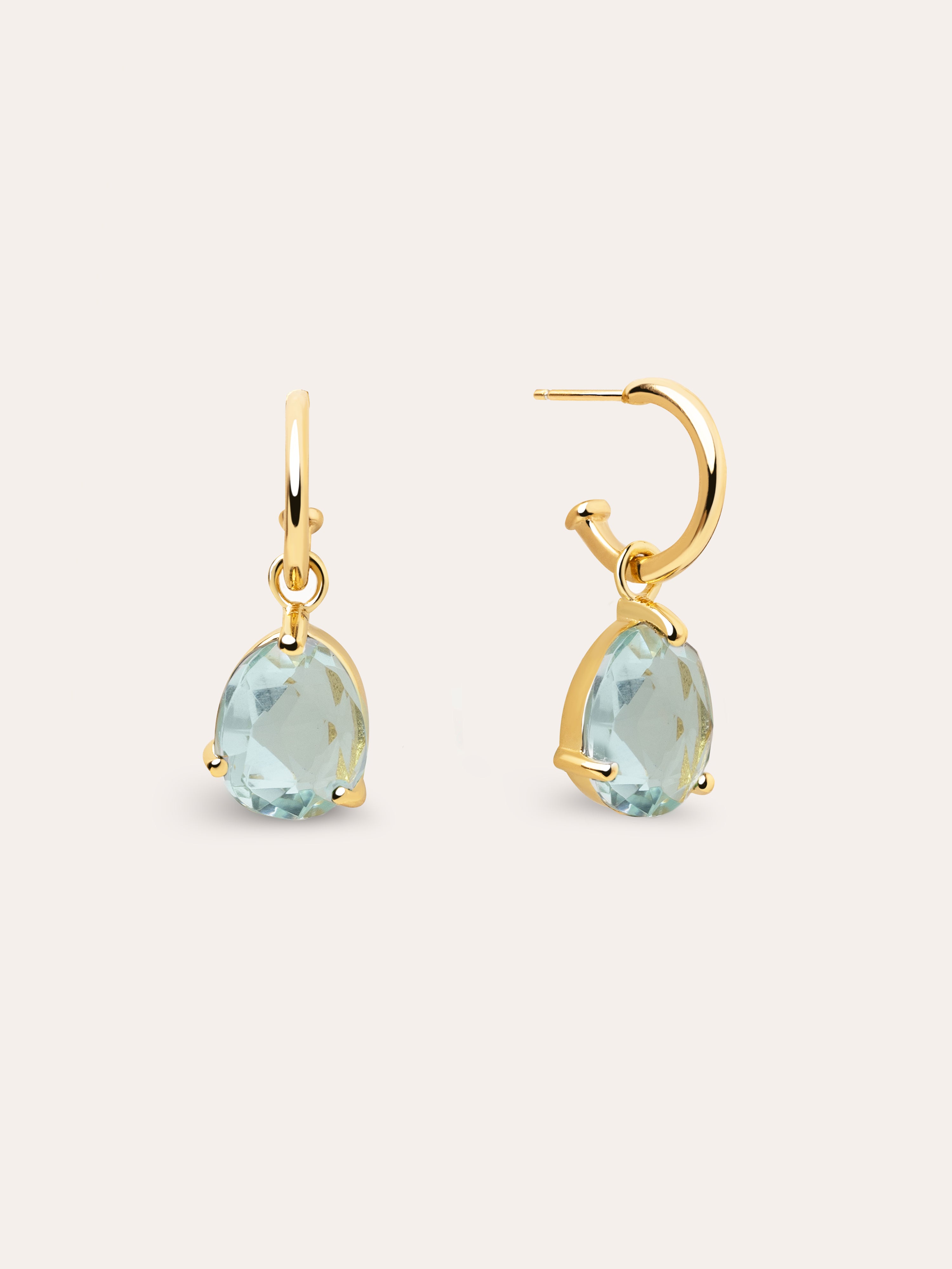 Birthstone  Aquamarine Gold Earrings 