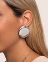 Big Button Stainless Steel Earrings