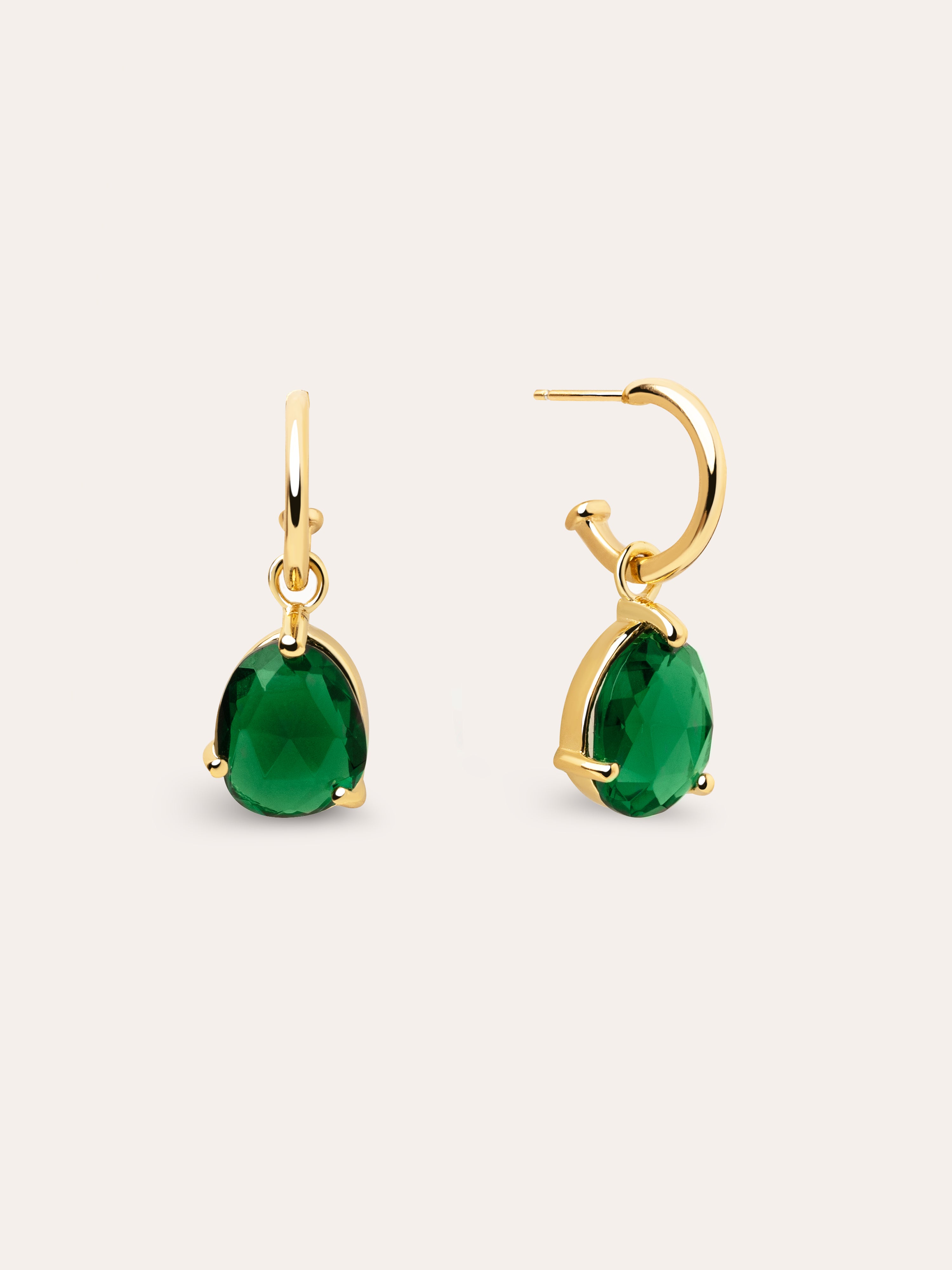  Birthstone Emerald Gold Earrings 