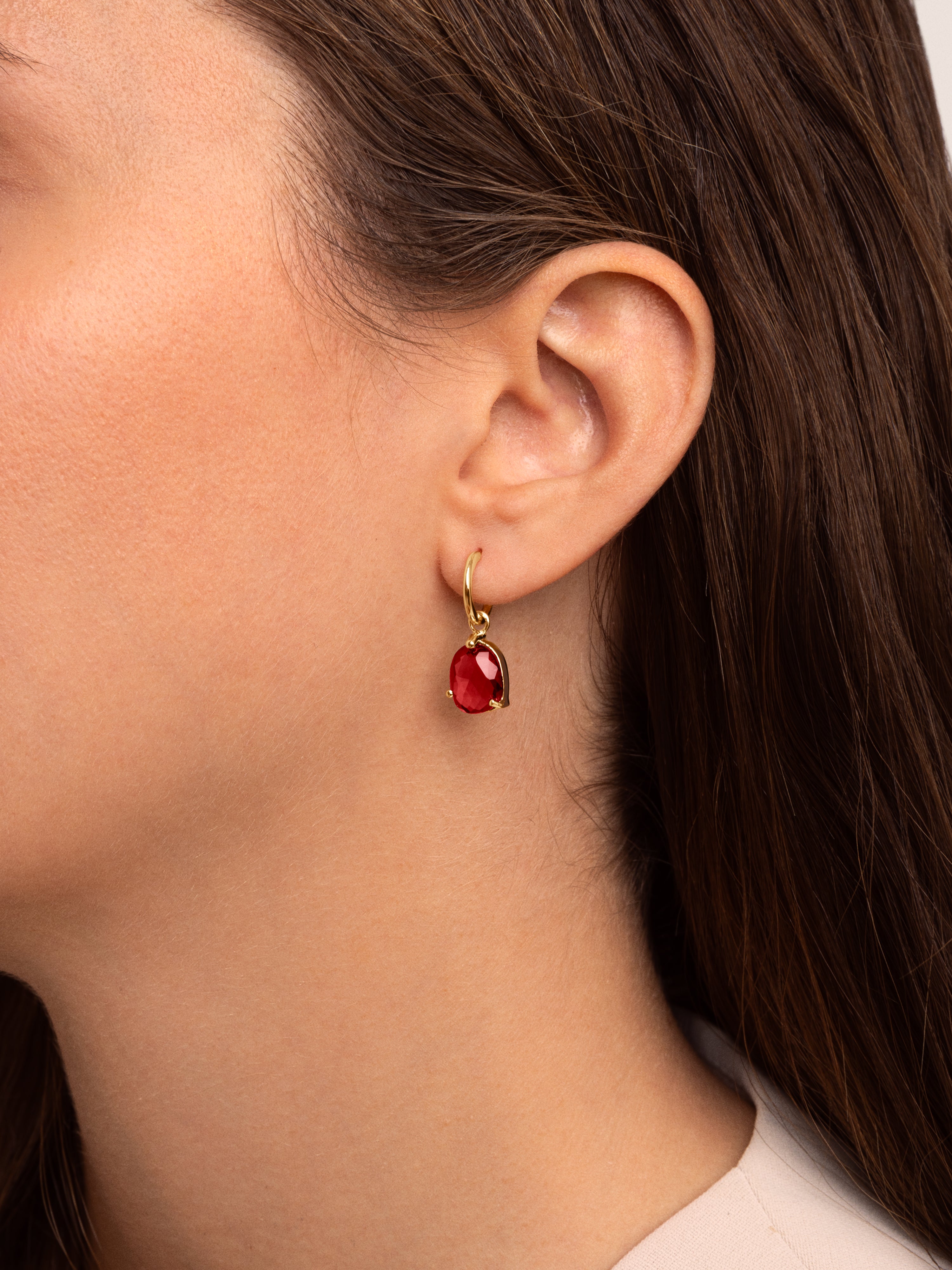  Birthstone Ruby Gold Earrings 