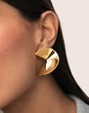 Big Swirl Stainless Steel Gold Earrings 