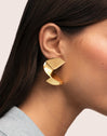 Big Swirl Stainless Steel Gold Earrings 