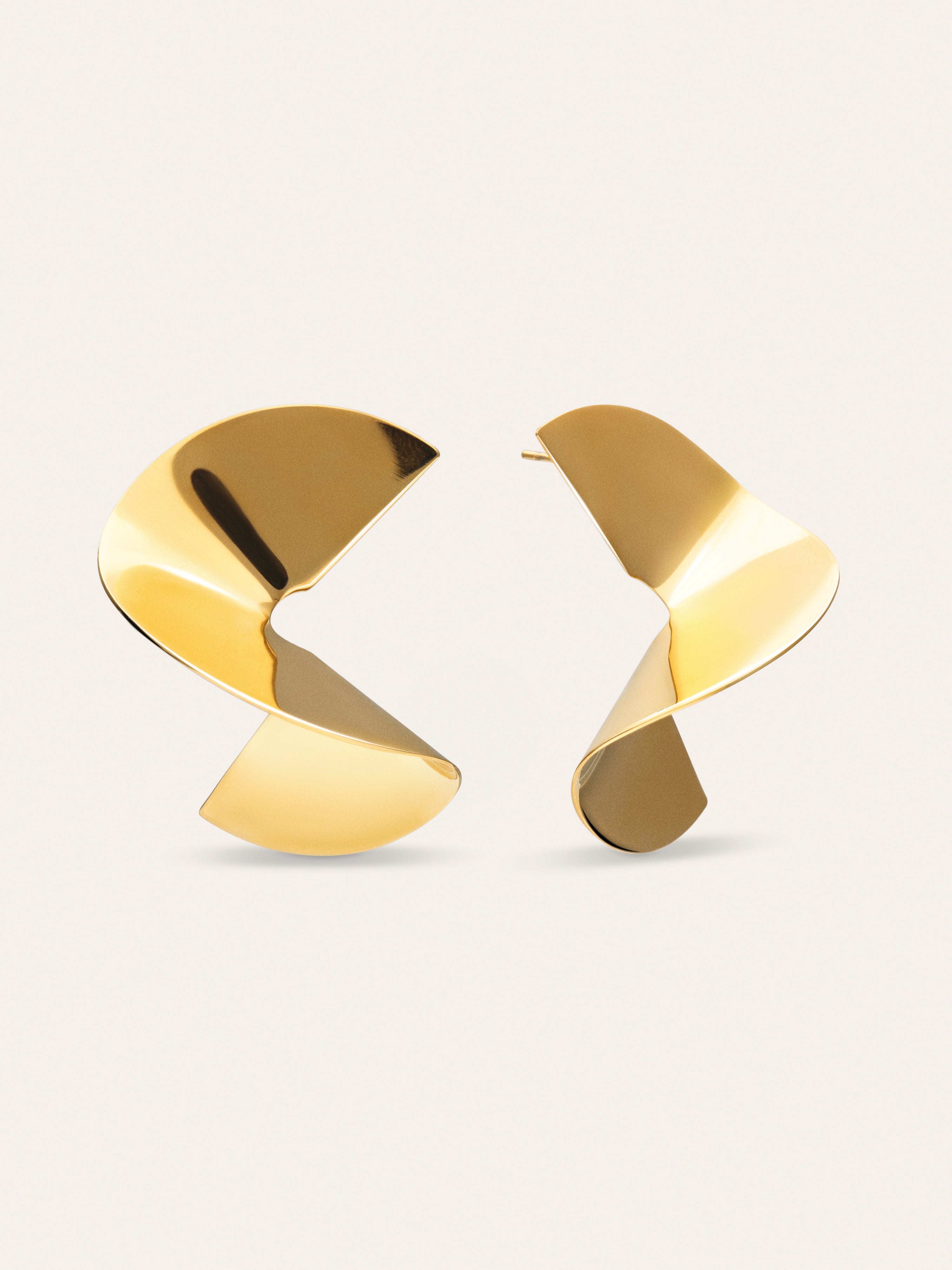 Big Swirl Stainless Steel Gold Earrings 