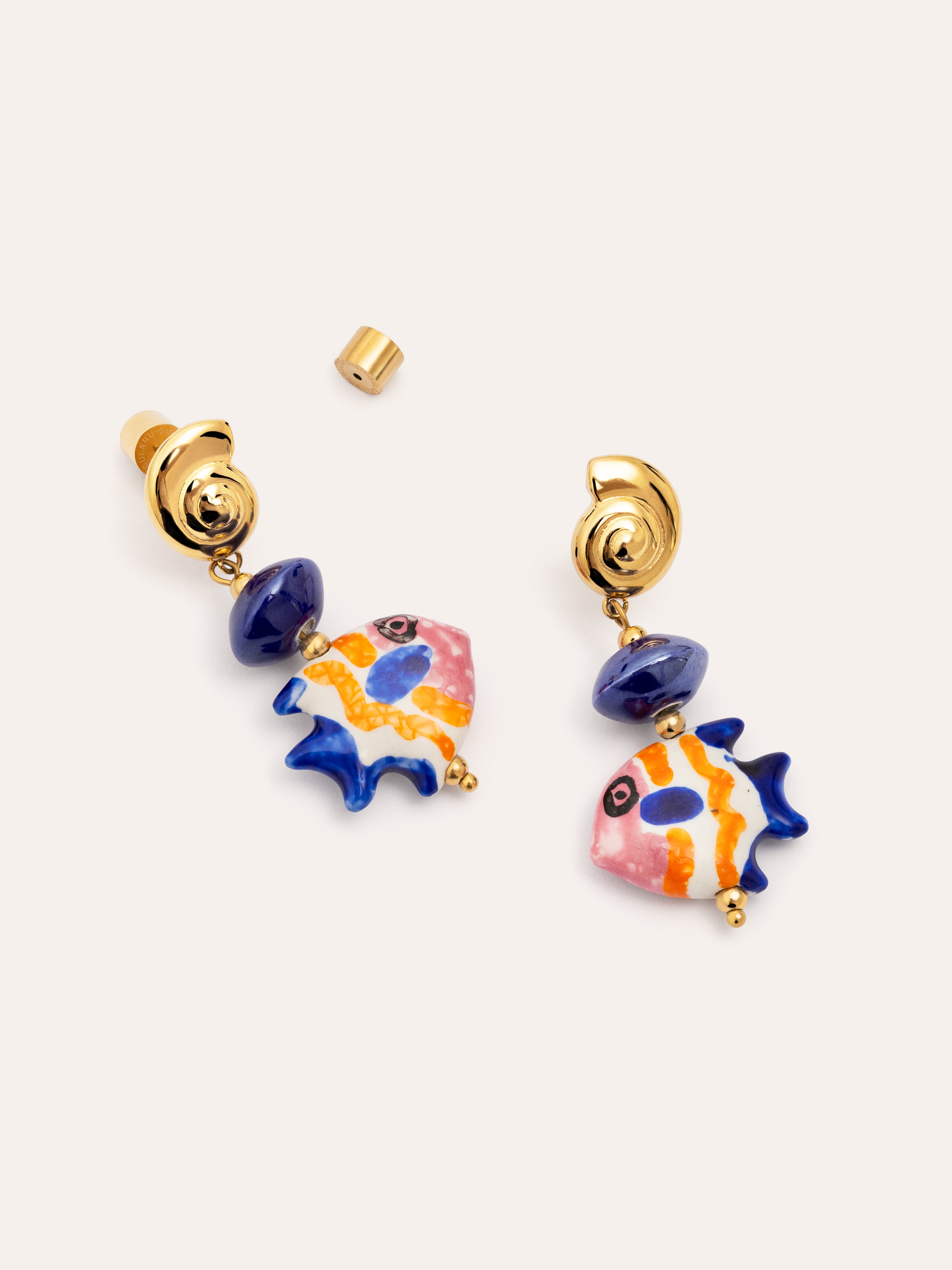 Pendientes Blue Fish Acero Baño Oro