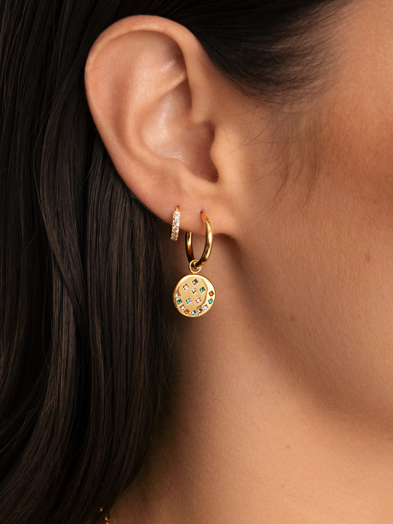 Pendientes Aro Bling Rainbow Acero Baño Oro