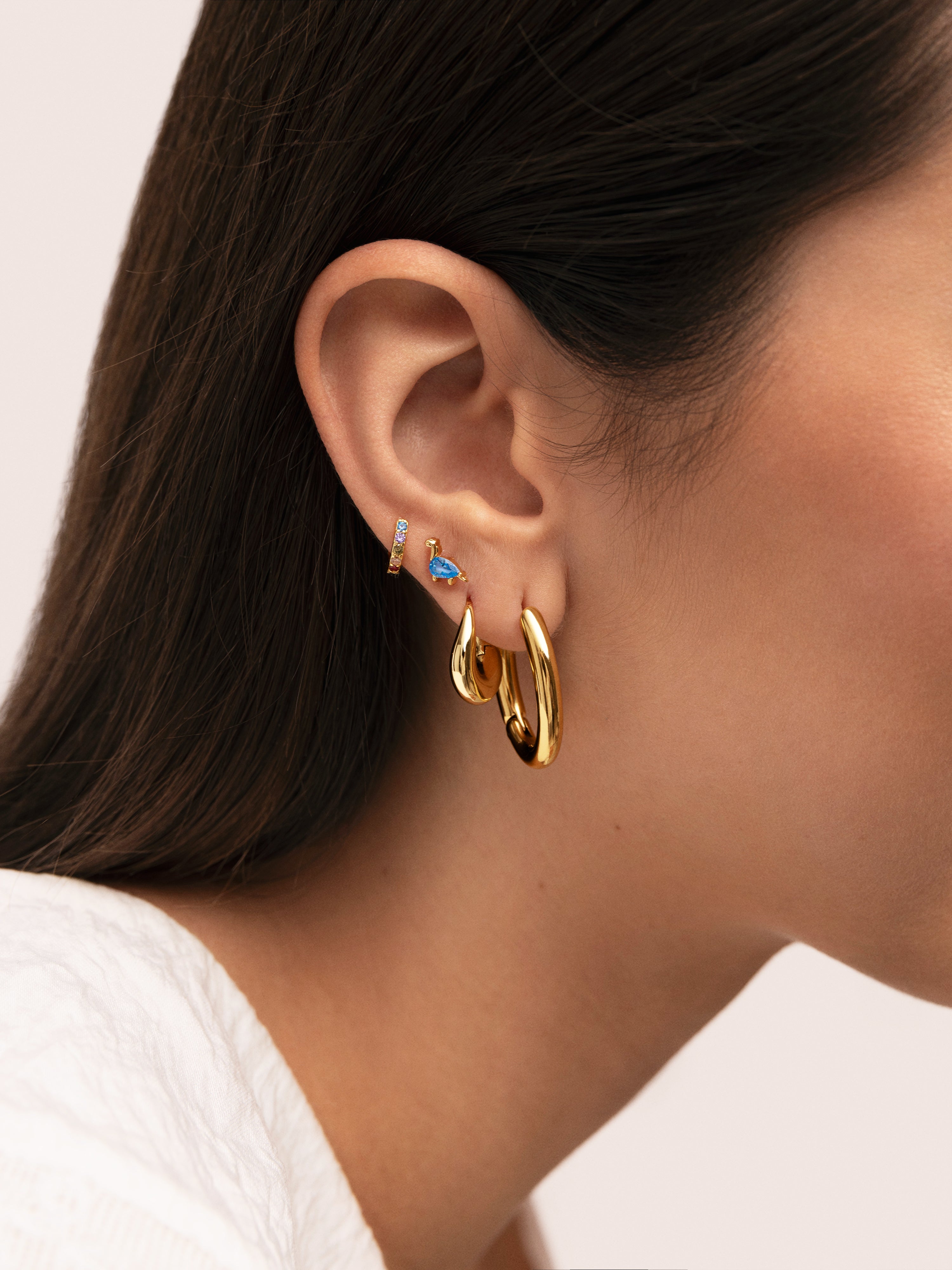 Single Hoop Earring Cleo M Colors Gold Plated