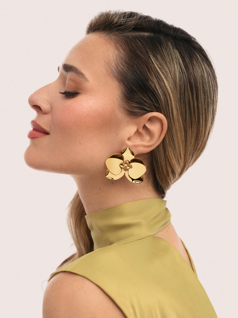 Botanic Stainless Steel Gold Earrings
