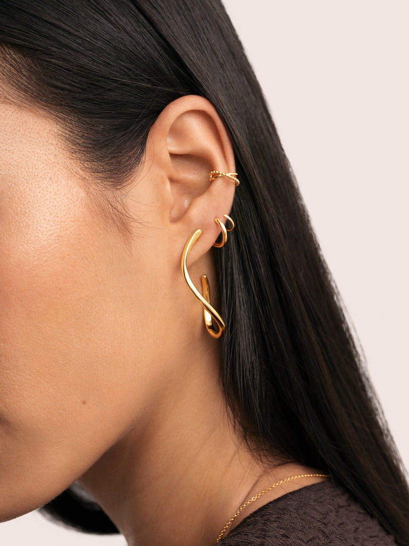 Pendientes Gota Spiral Plata Baño Oro