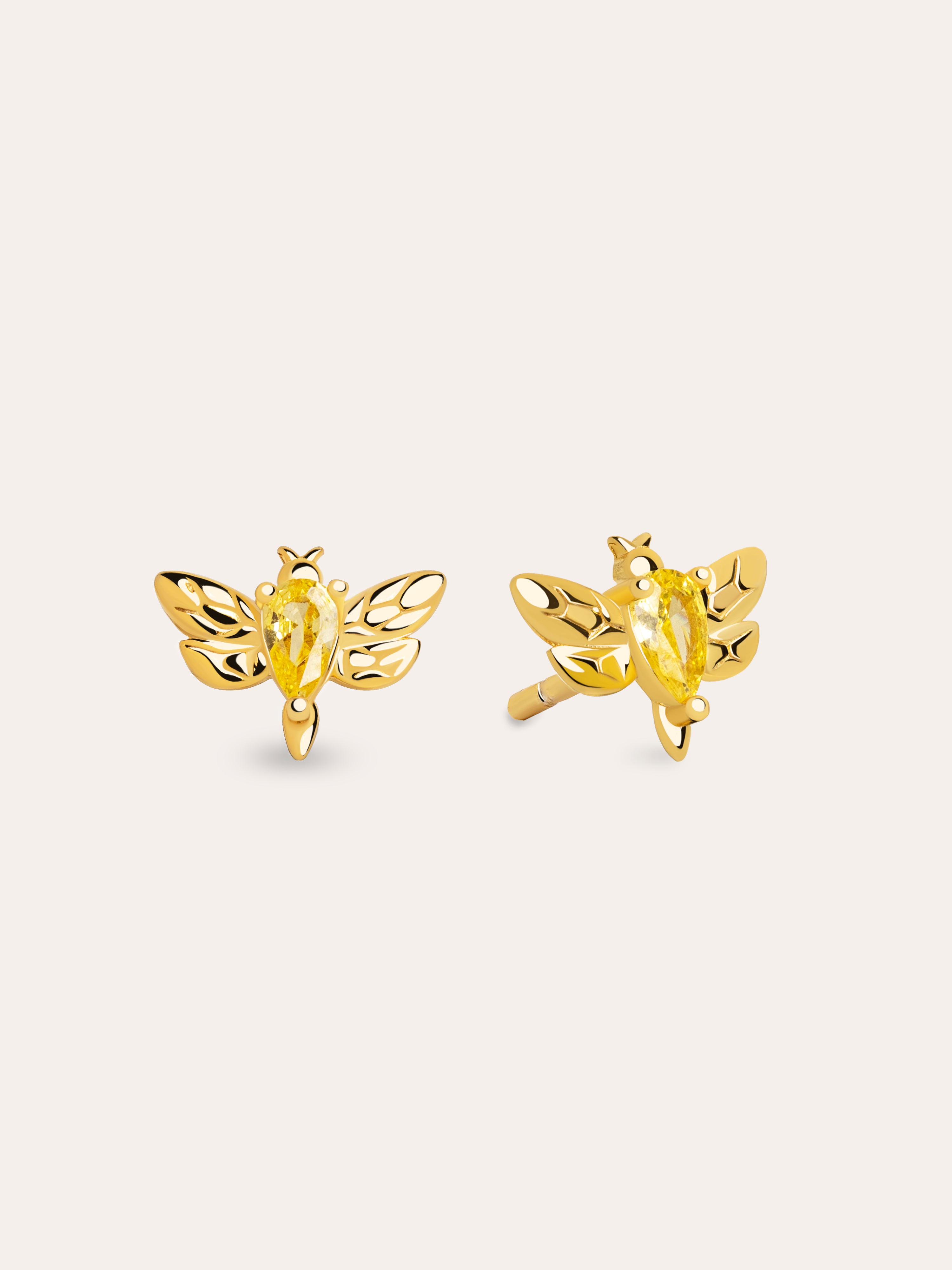 Bug Bee Gold Earrings 