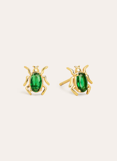 Bug Bettle Gold Earrings