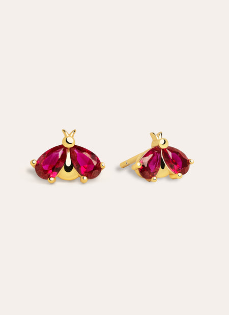 Ladybug Gold Earrings