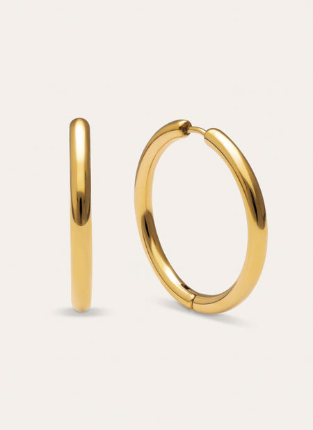 Carmen L Stainless Steel Gold Hoop Earrings