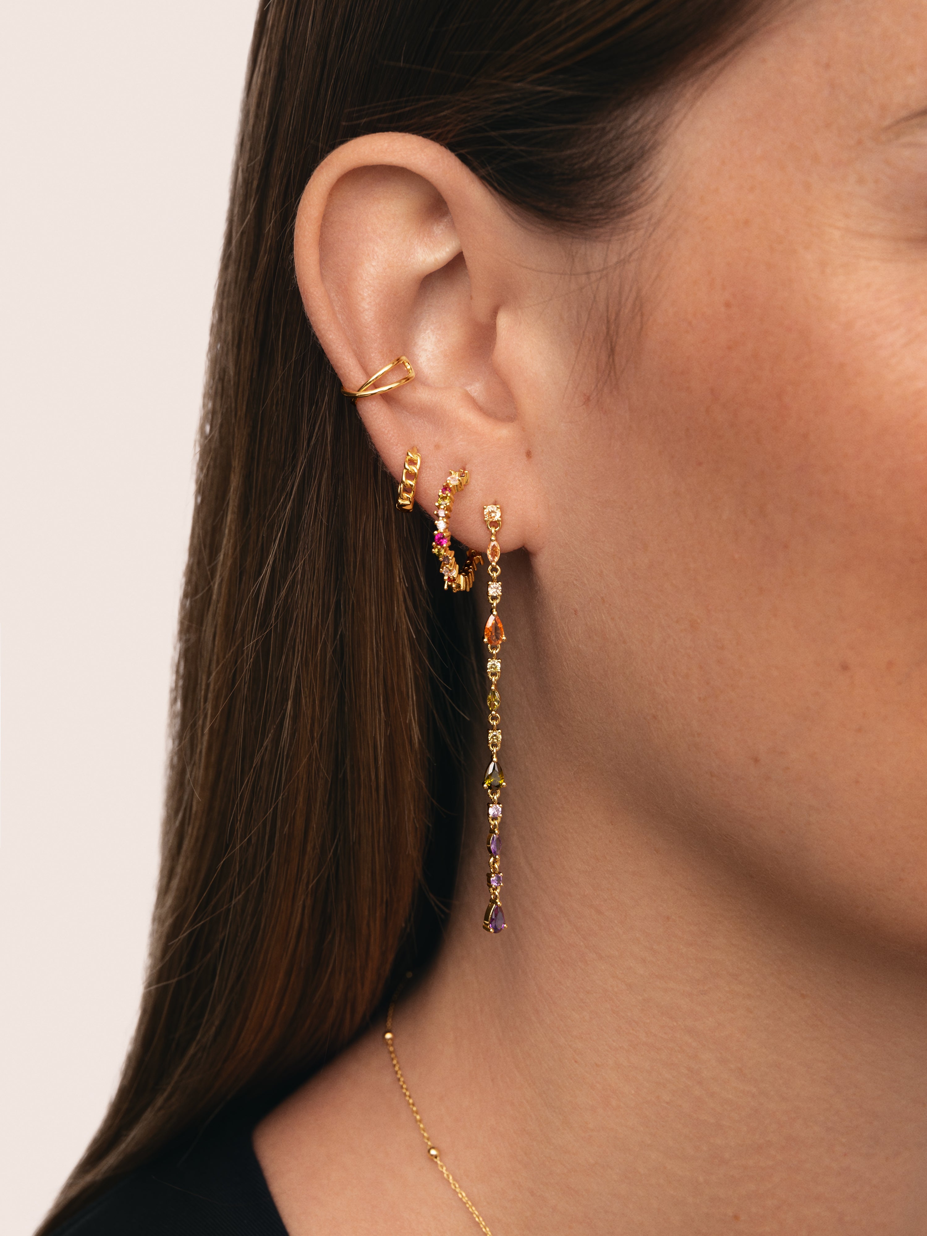 Pendientes Cascade Glam Baño Oro