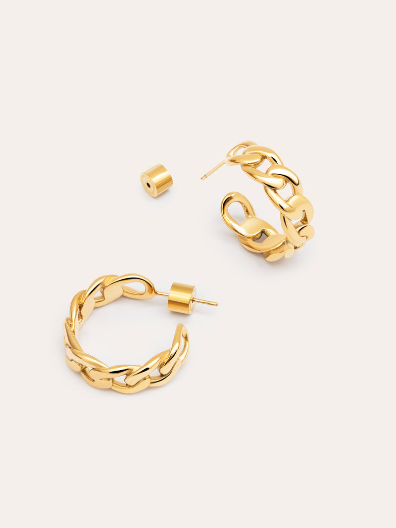 Chunky Link Stainless Steel Gold Earrings