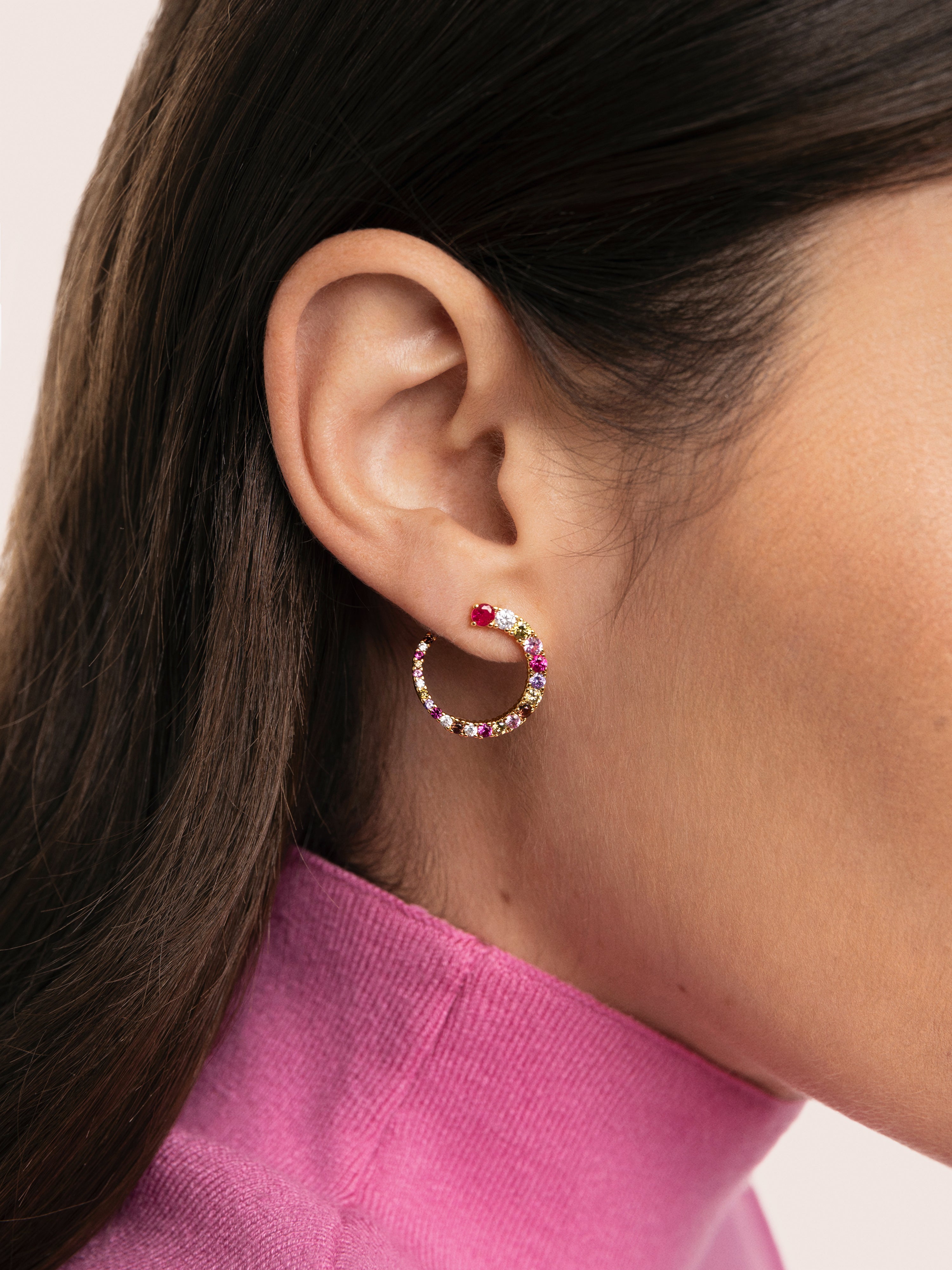 Pendientes Circle Estelar Baño Oro