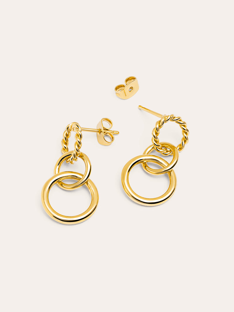 Pendientes Circles Twist Baño Oro