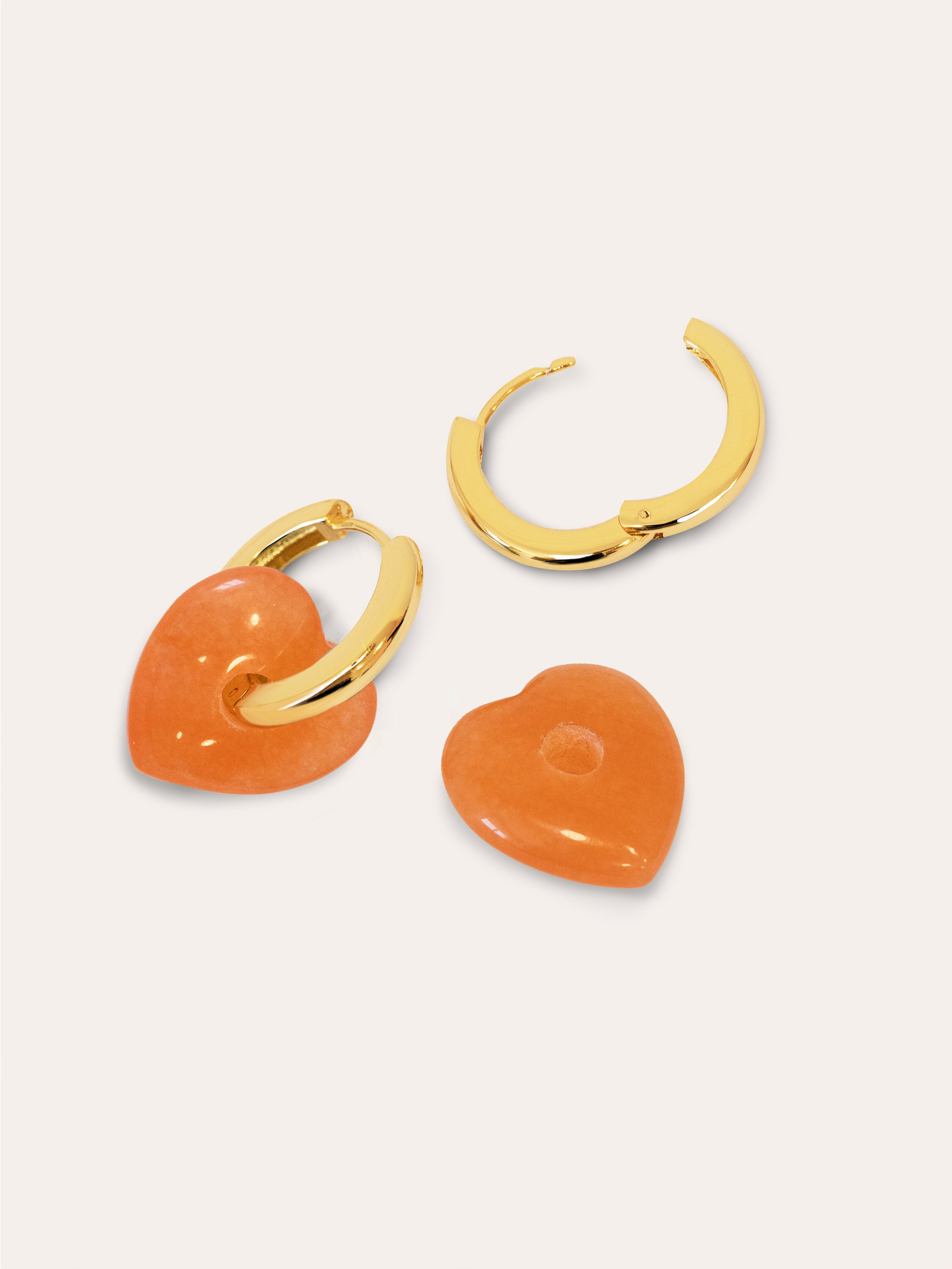 Jade Heart Gold Earrings