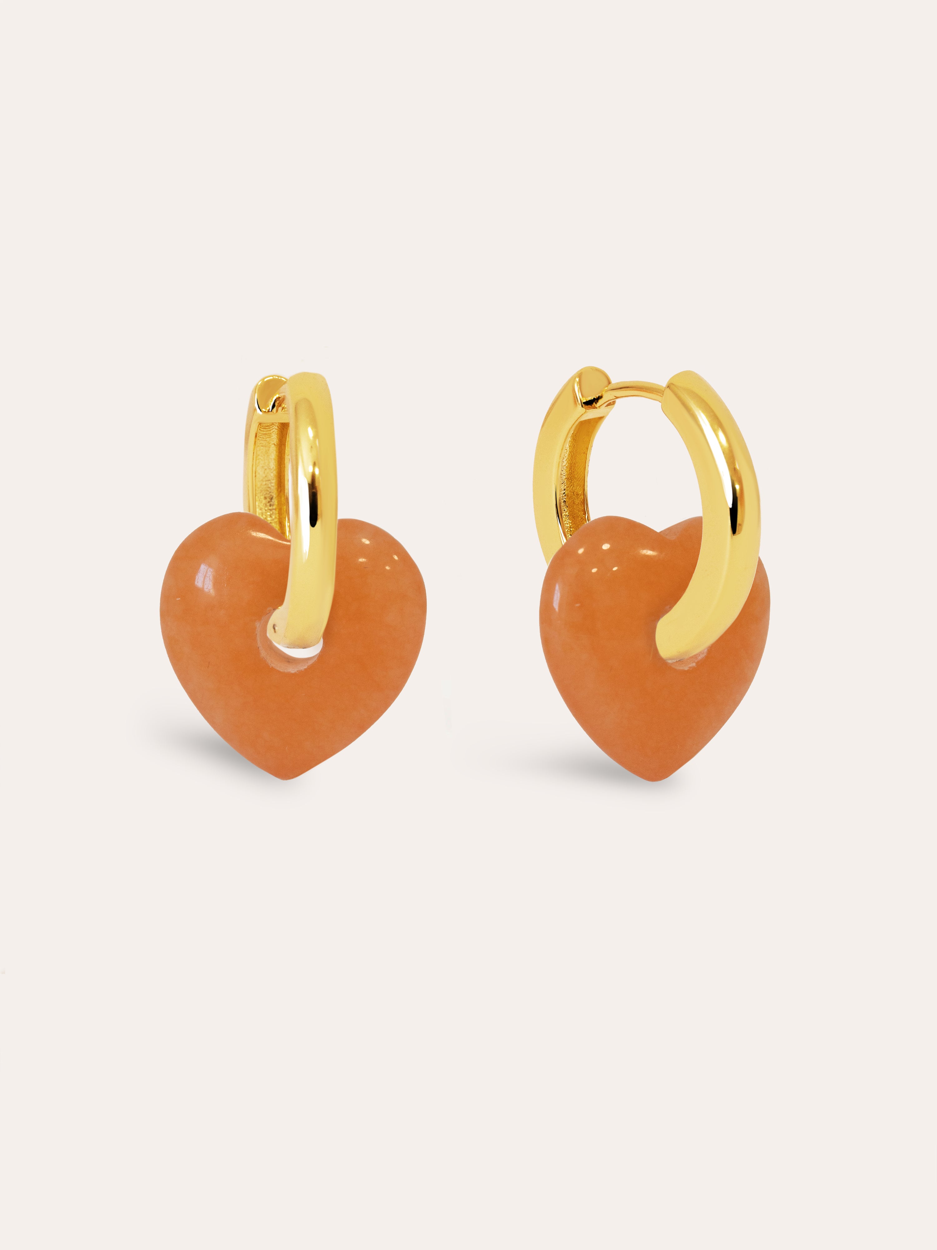 Jade Heart Gold Earrings