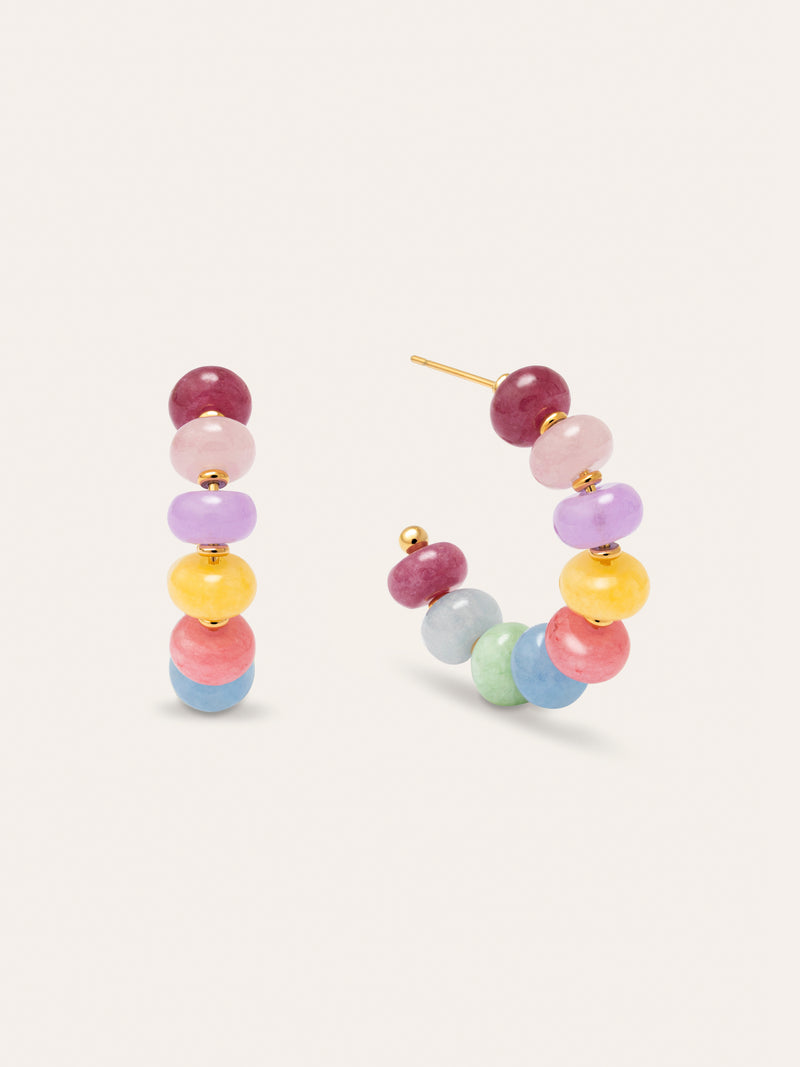 Pendientes Color Stones Acero Baño Oro