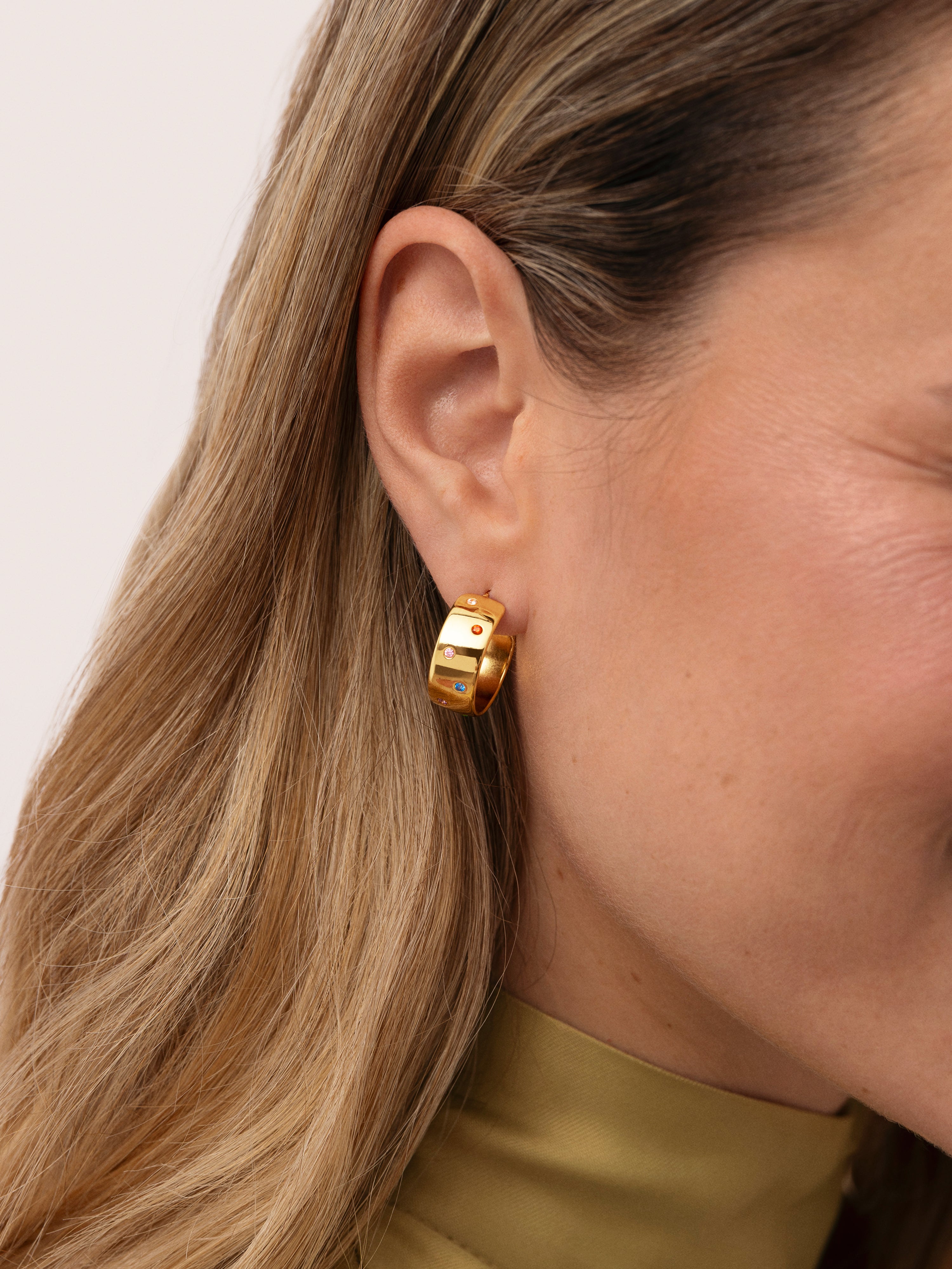 Pendientes Aro Curve Rainbow Acero Baño Oro