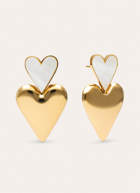 Duo d'amour Mother of pearl Stainless Steel Gold Earrings