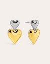 Double Heart Stainless Steel Gold Earrings
